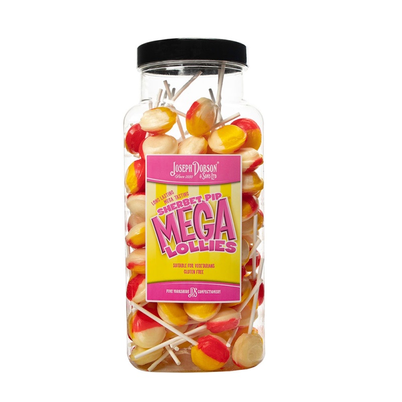 Sherbet Pips Mega Lolly Pick & Mix Sweets Joseph Dobson 100g (5 Lollies Pack)